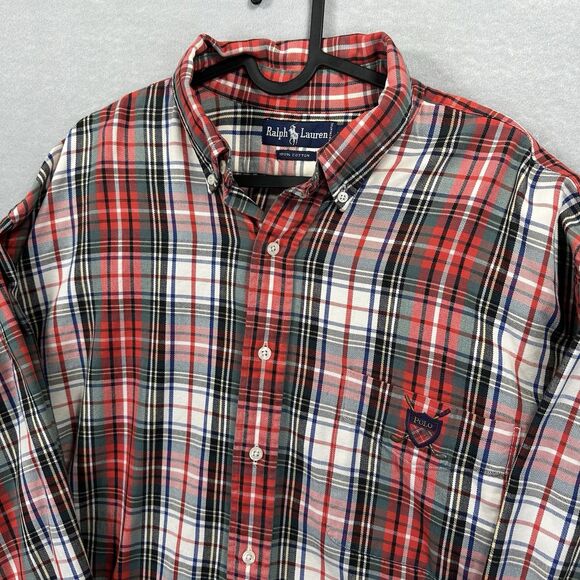 Ralph Lauren Men’s XL Golf Logo Embroidered Long Sleeve Plaid Button Down Pocket - Picture 1 of 11